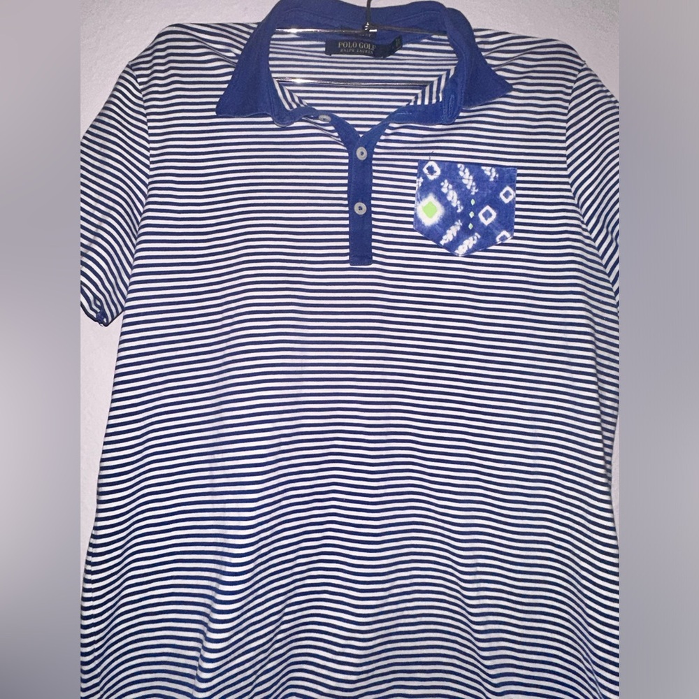 RLX Ralph Lauren Golf Polo  Shirt Women's Size L Printed Sleeveless Blue